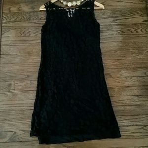 Lace and silk slip dress